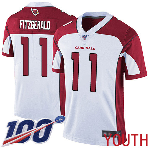Arizona Cardinals Limited White Youth Larry Fitzgerald Road Jersey NFL Football #11 100th Season Vapor Untouchable